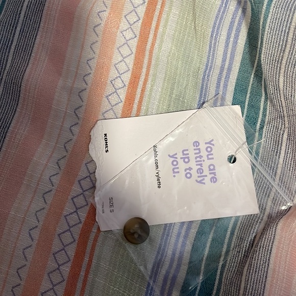 Retro Top 90s Style Button Small Stripe Cottage Vtg Knot Yellow NEW Vylette - Picture 10 of 14